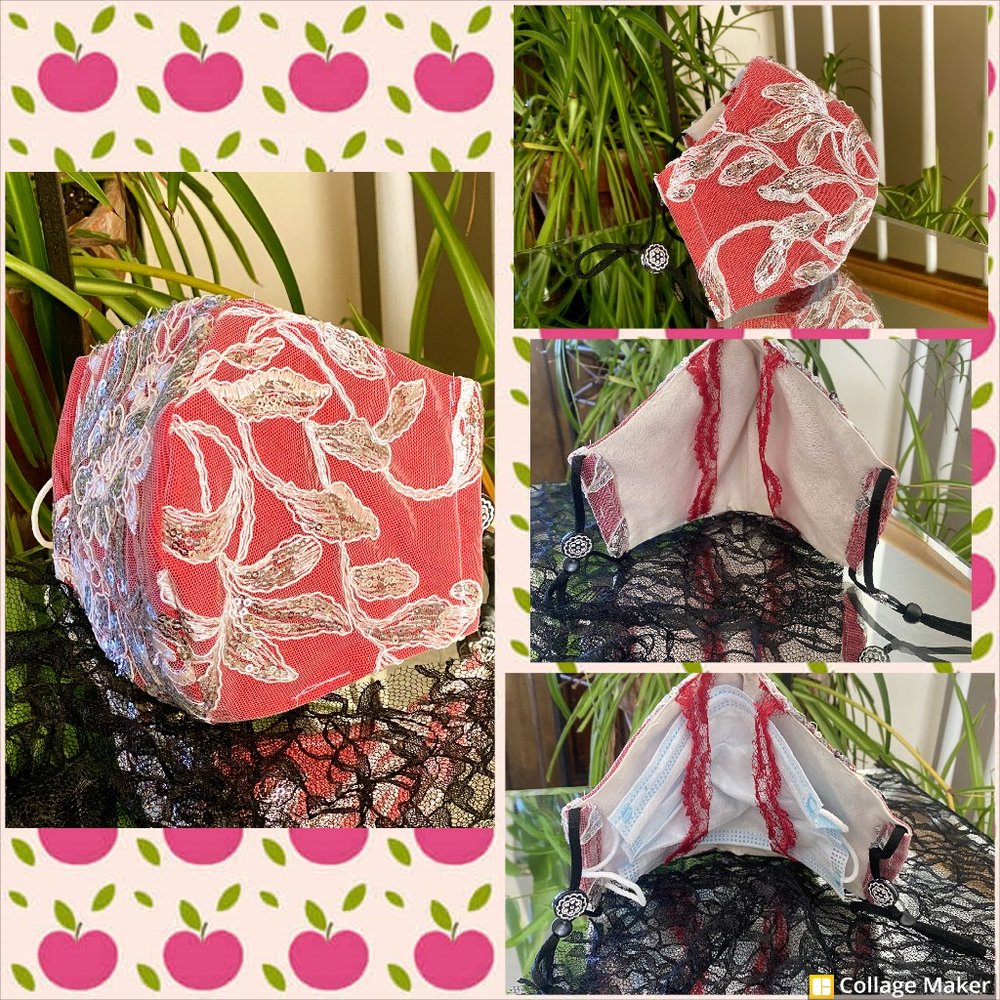 Shiny Red Lace Face Mack